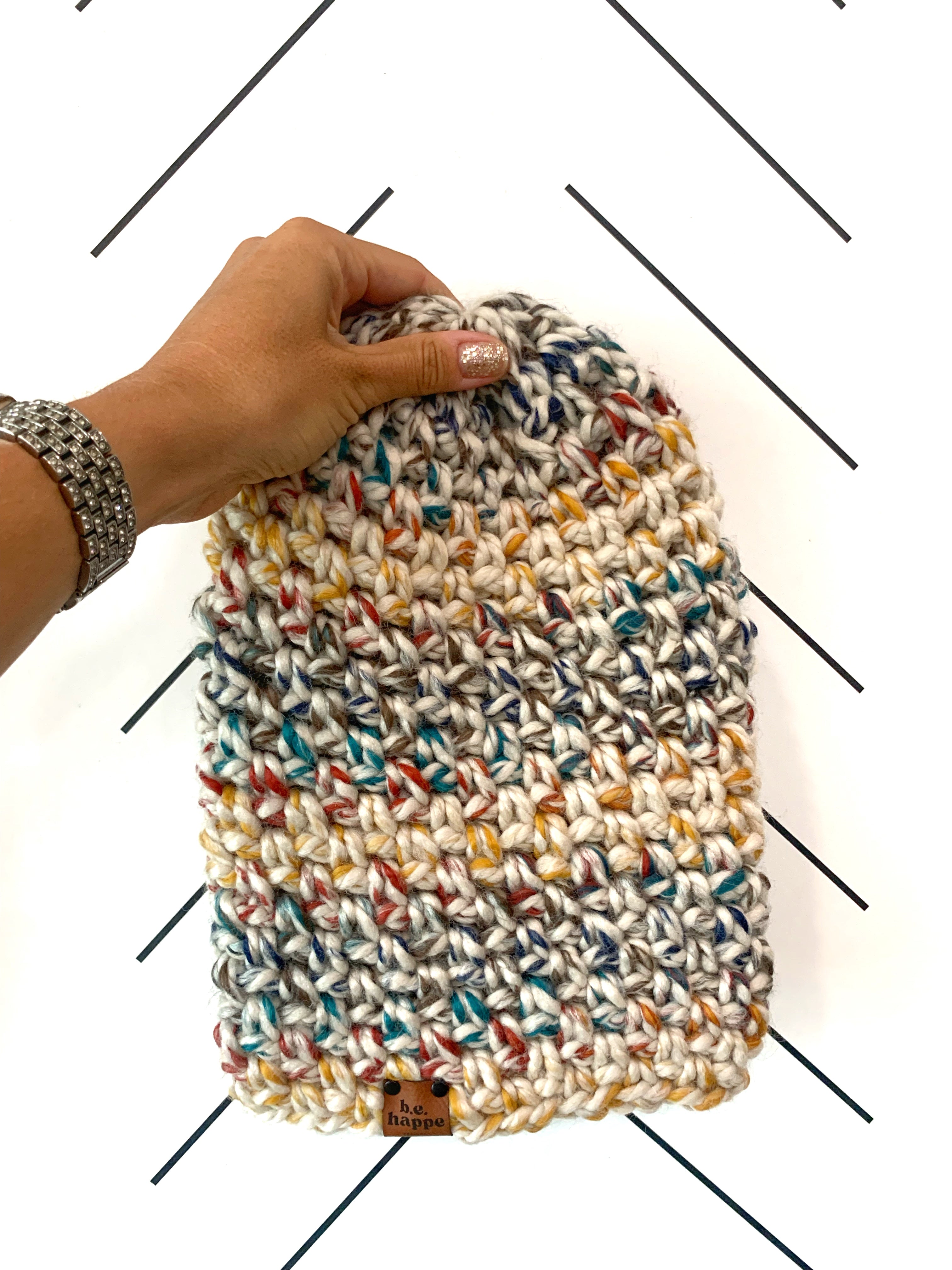 Crochet Simple Slouch Hat | Rainbow Slouchy Beanie