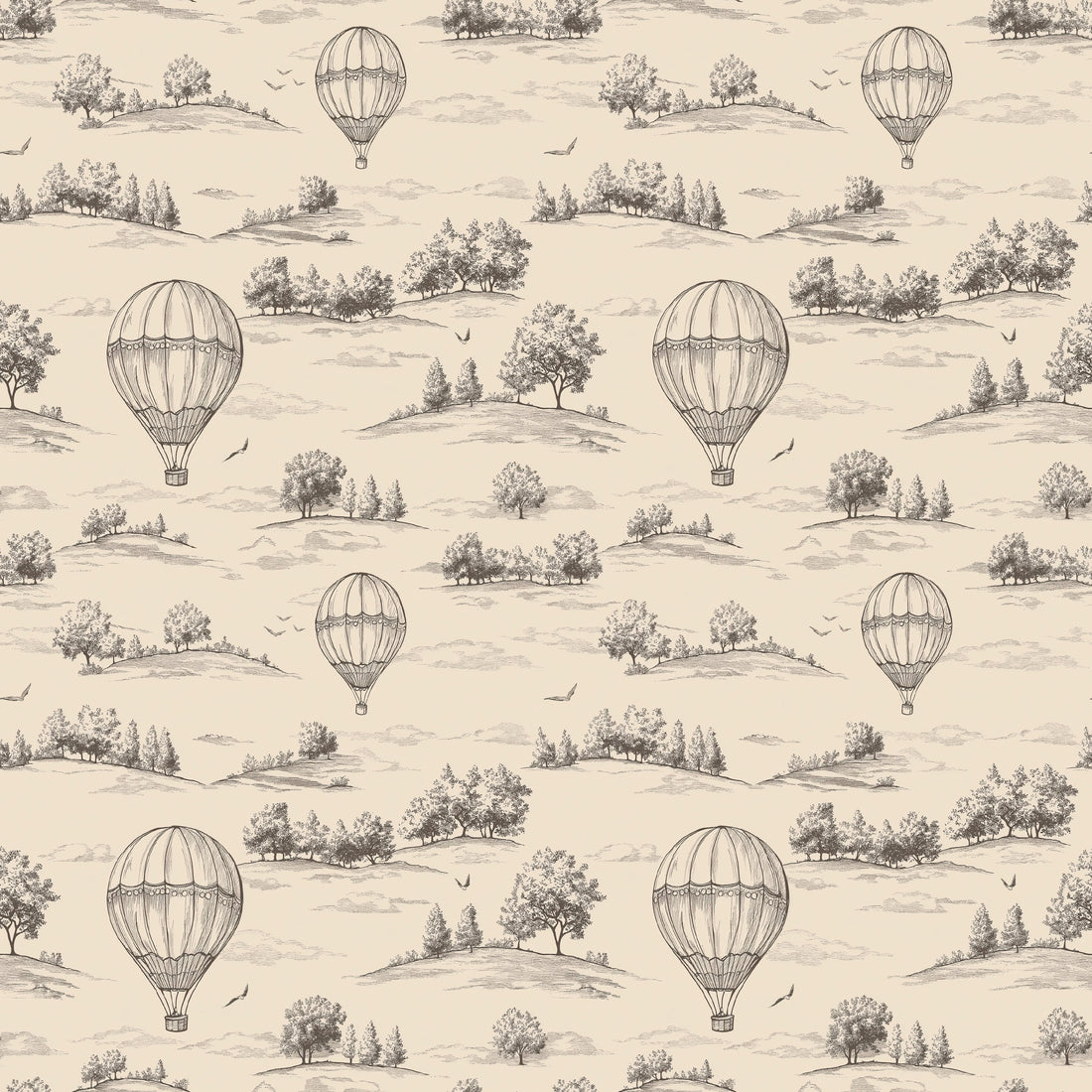 Ralph Removable Wallpaper in Cream and Charcoal-Grey Vintage