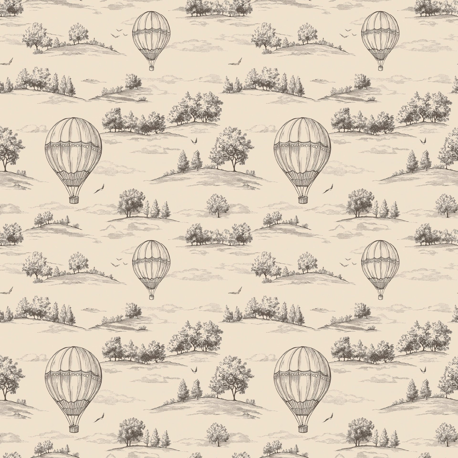 Ralph Removable Wallpaper in Cream and Charcoal-Grey Vintage