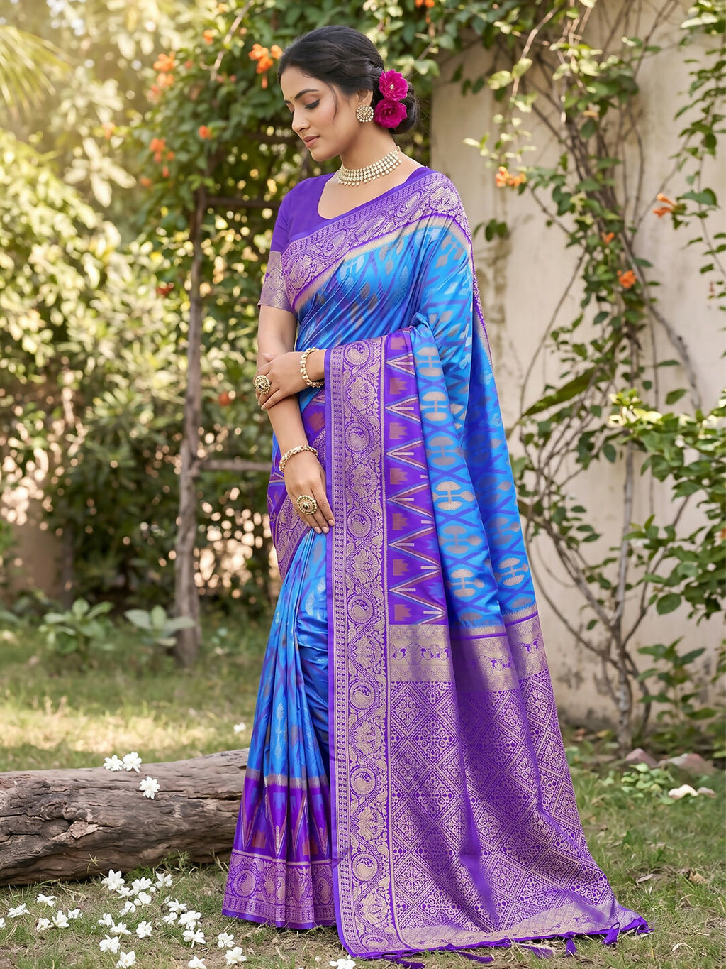 Sky Blue Soft Silk Saree with Matching Blouse Fabric