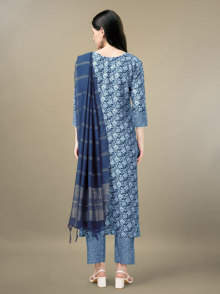 Women's Light Blue Rayon Kurta Set with Embroidery & Sequence