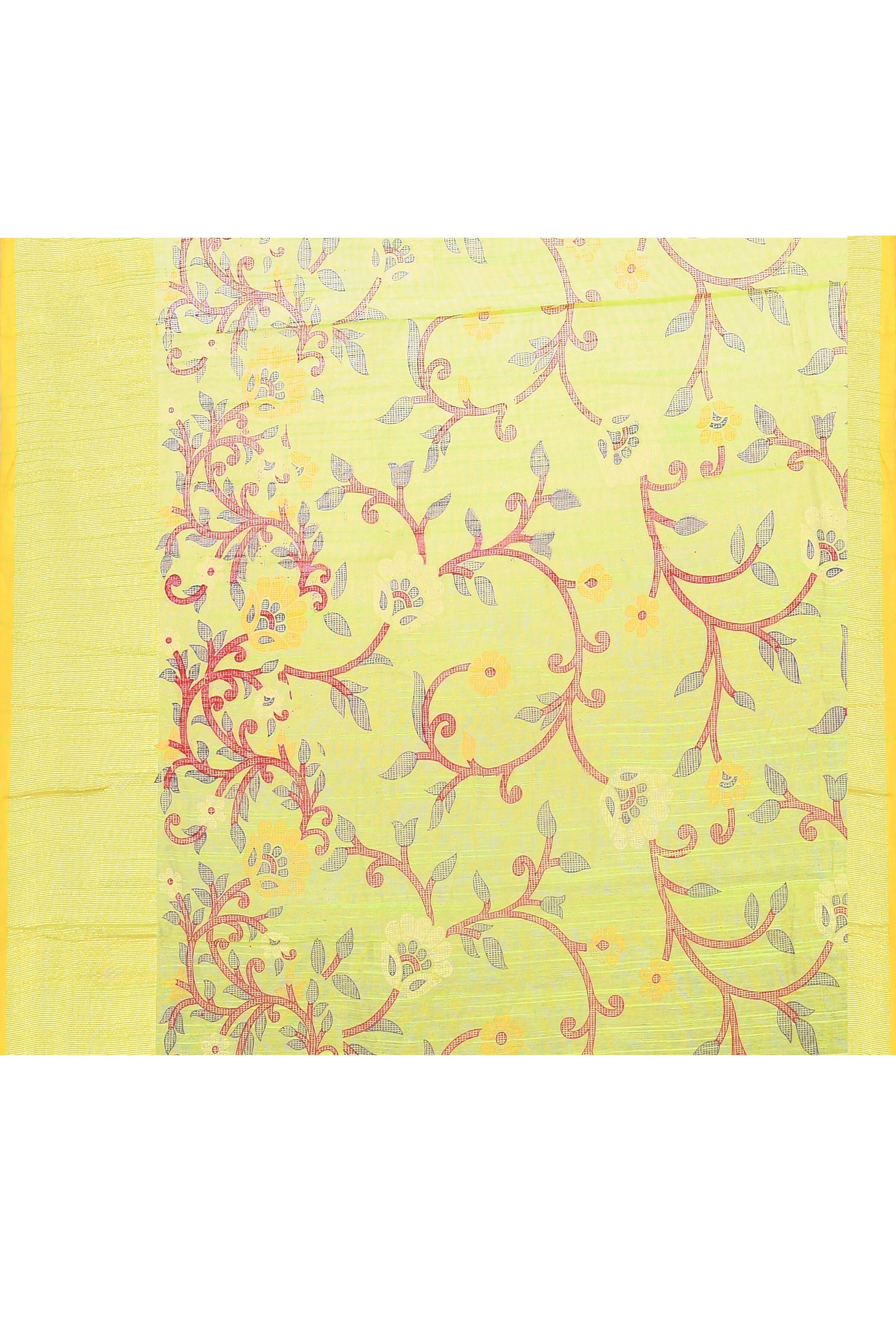 Olive Embellished Cotton Blend Printed Saree for Daily Wear