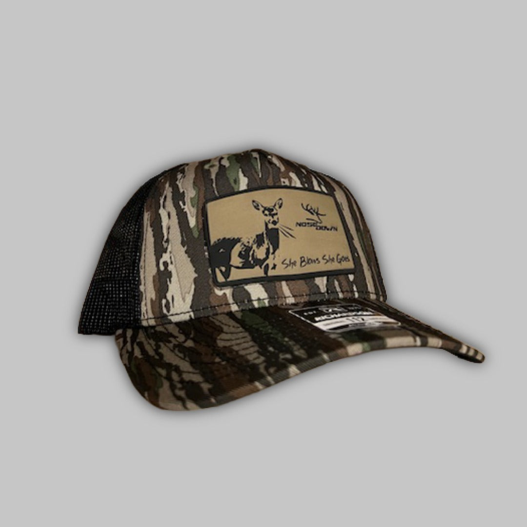 She Blows She Goes Camo Trucker Hat - Unisex Snapback Cap