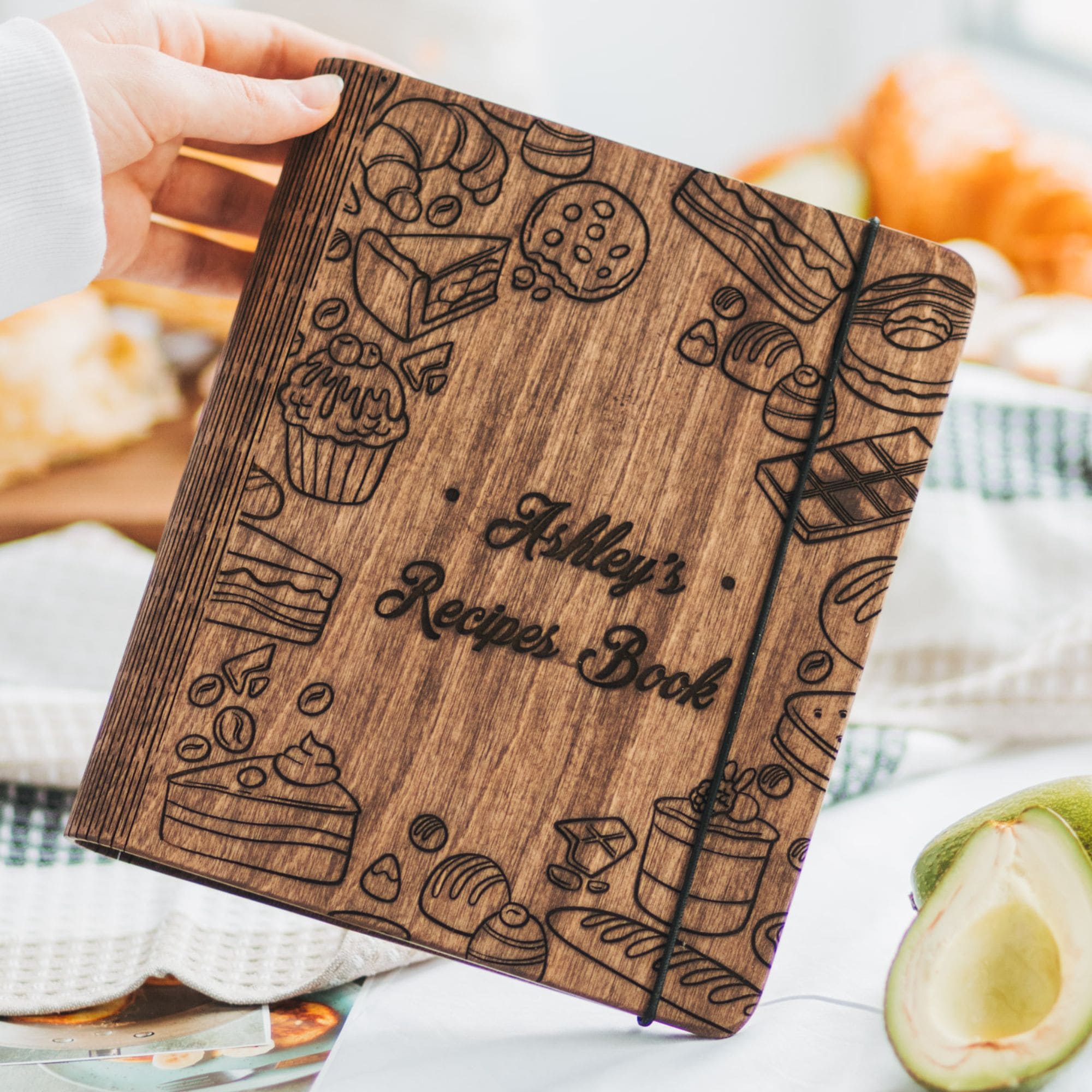 Wooden Pastry Recipe Book for Kids and Family Kitchen Play
