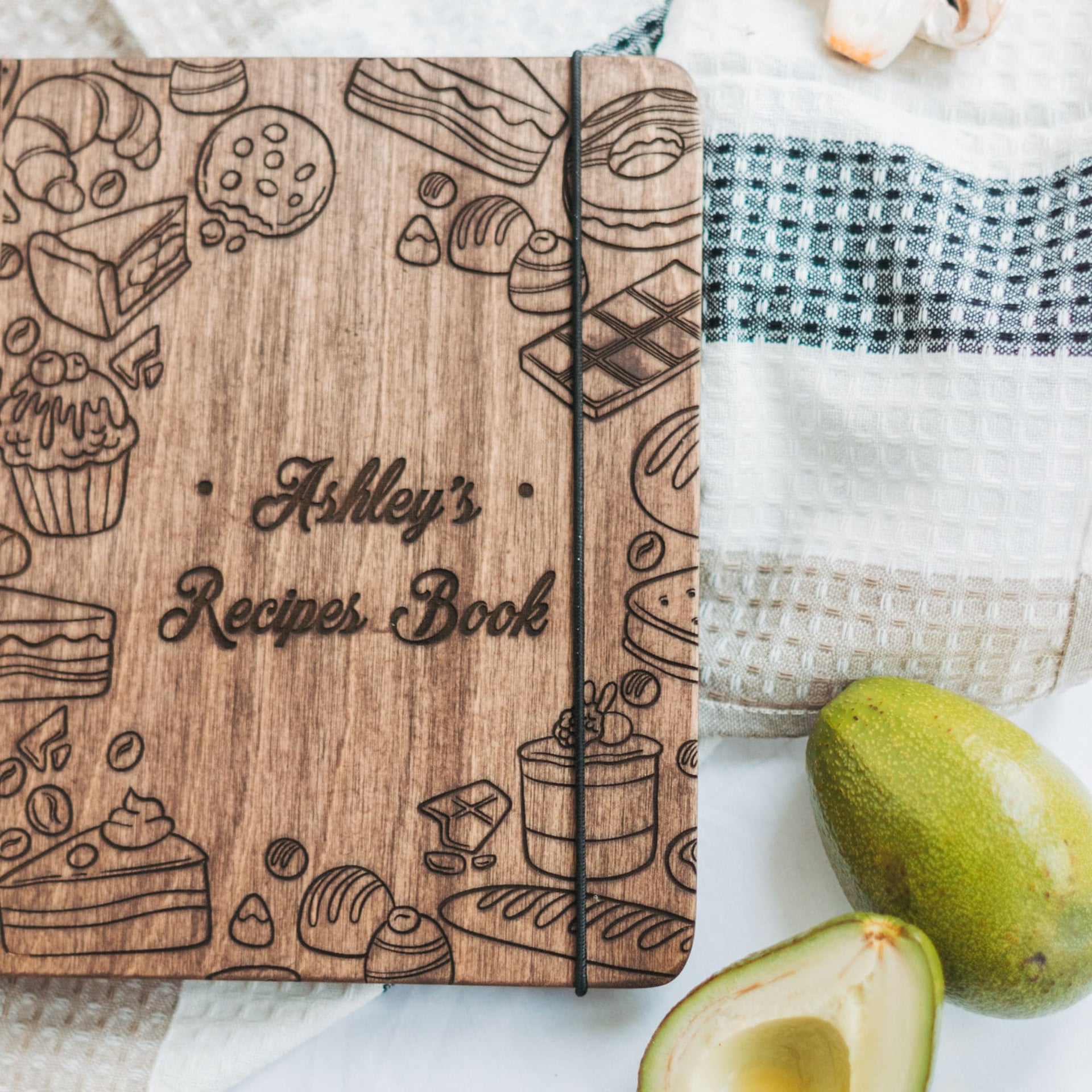 Wooden Pastry Recipe Book for Kids and Family Kitchen Play
