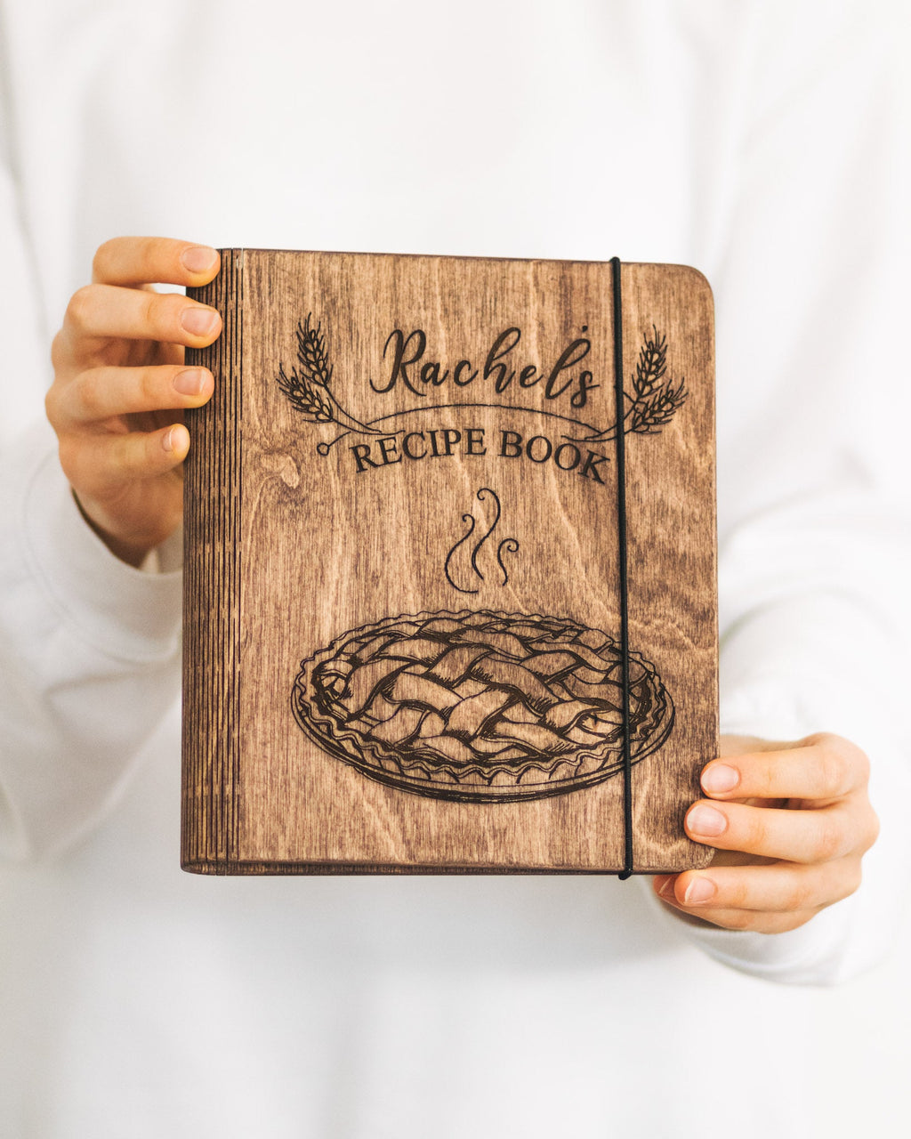 Wooden Recipe Book for Pies & Tarts - Personalized Farmhouse Style