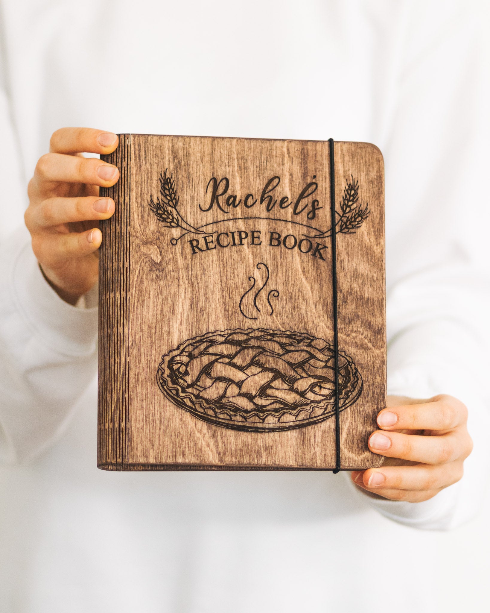 Wooden Recipe Book for Pies & Tarts - Personalized Farmhouse Style