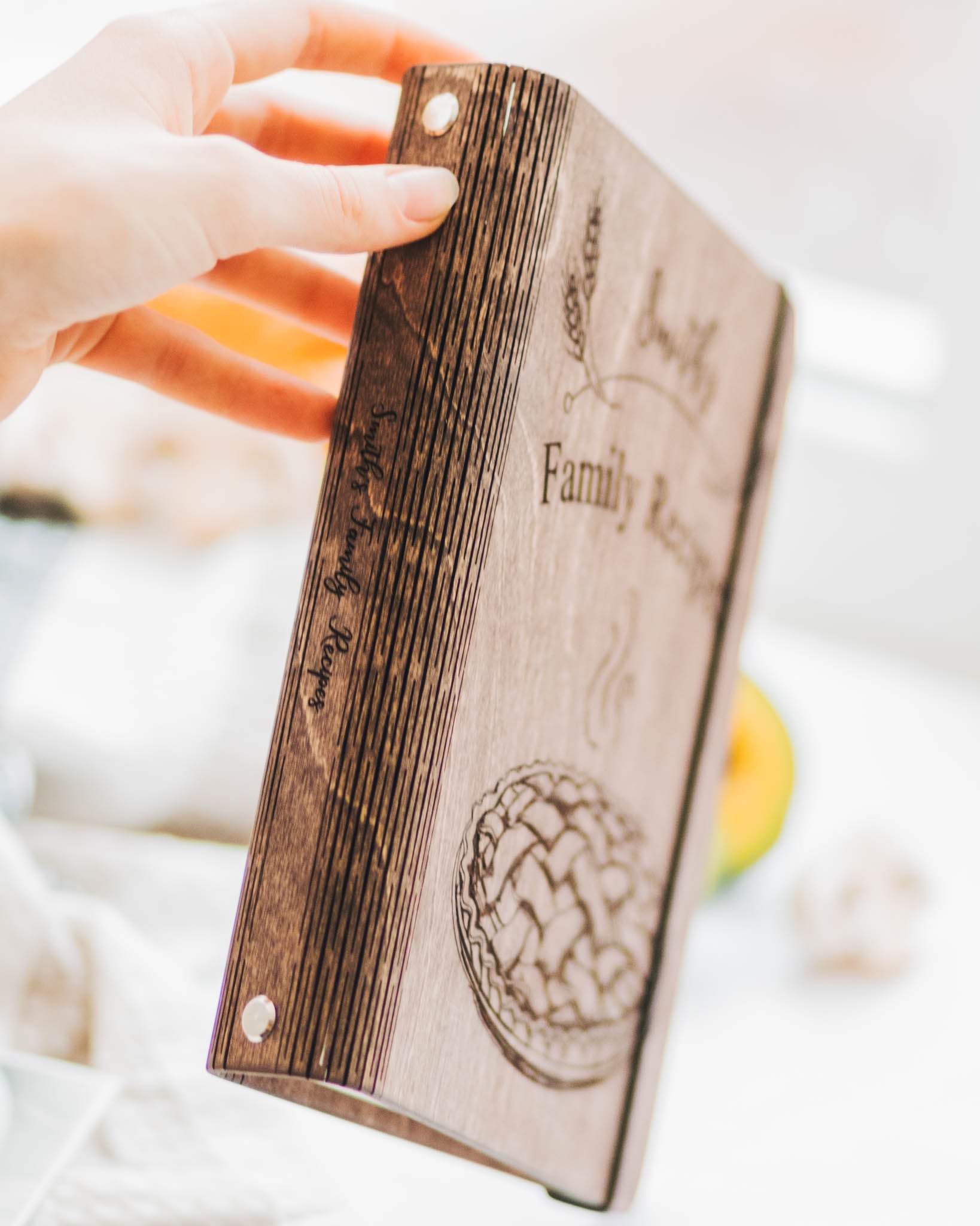 Wooden Recipe Book for Pies & Tarts - Personalized Farmhouse Style