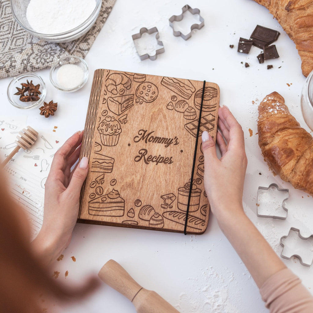 Wooden Pastry Recipe Book for Kids and Family Kitchen Play