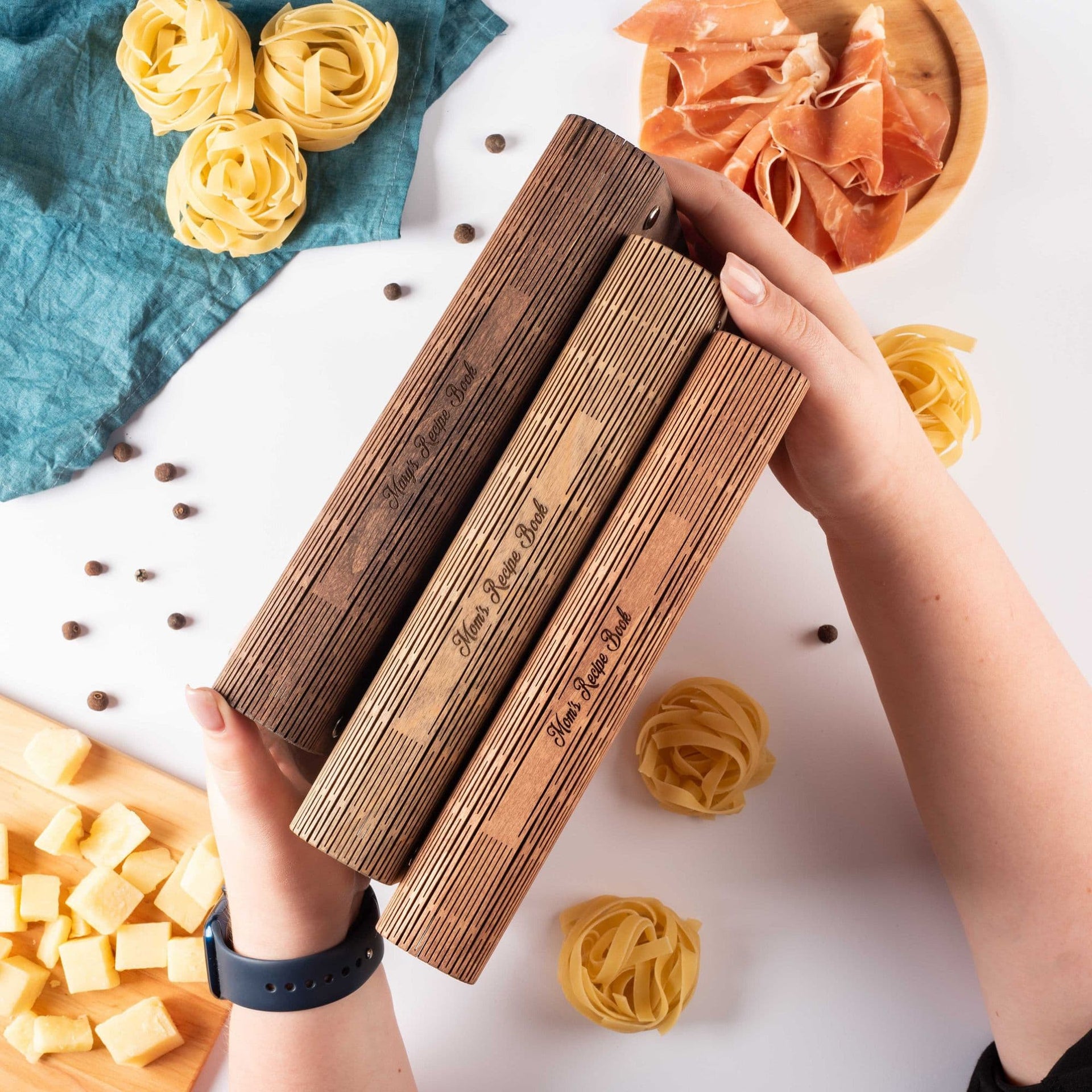 Wooden Pastry Recipe Book for Kids and Family Kitchen Play