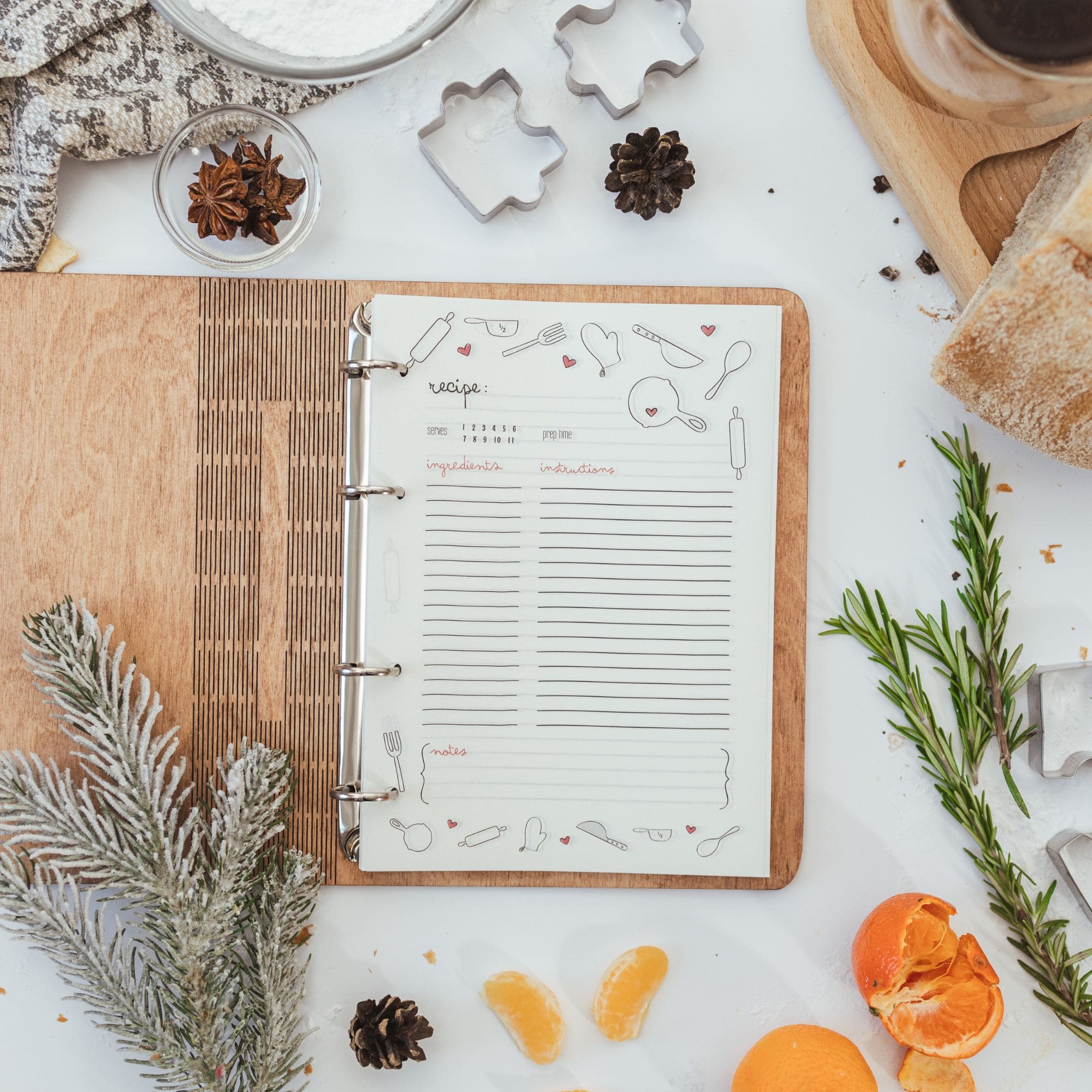 Wooden Recipe Book for Pies & Tarts - Personalized Farmhouse Style