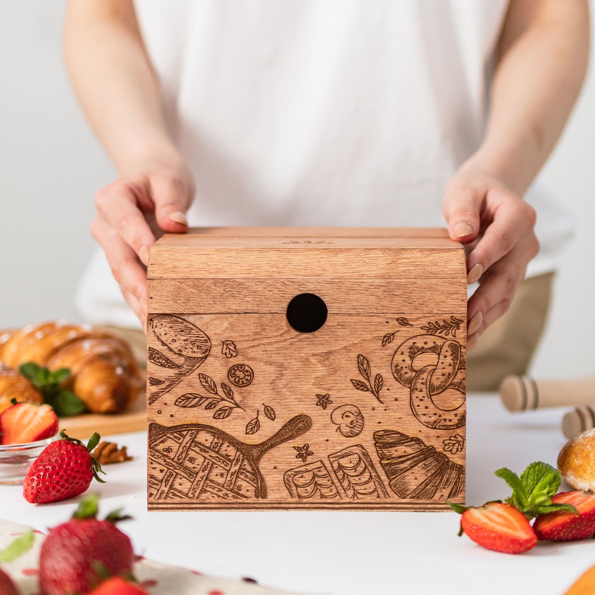 Wooden Pretzel Recipe Box for Imaginative Kids Play