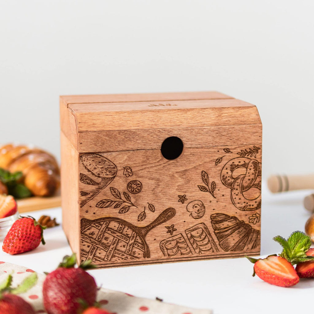 Wooden Pretzel Recipe Box for Imaginative Kids Play