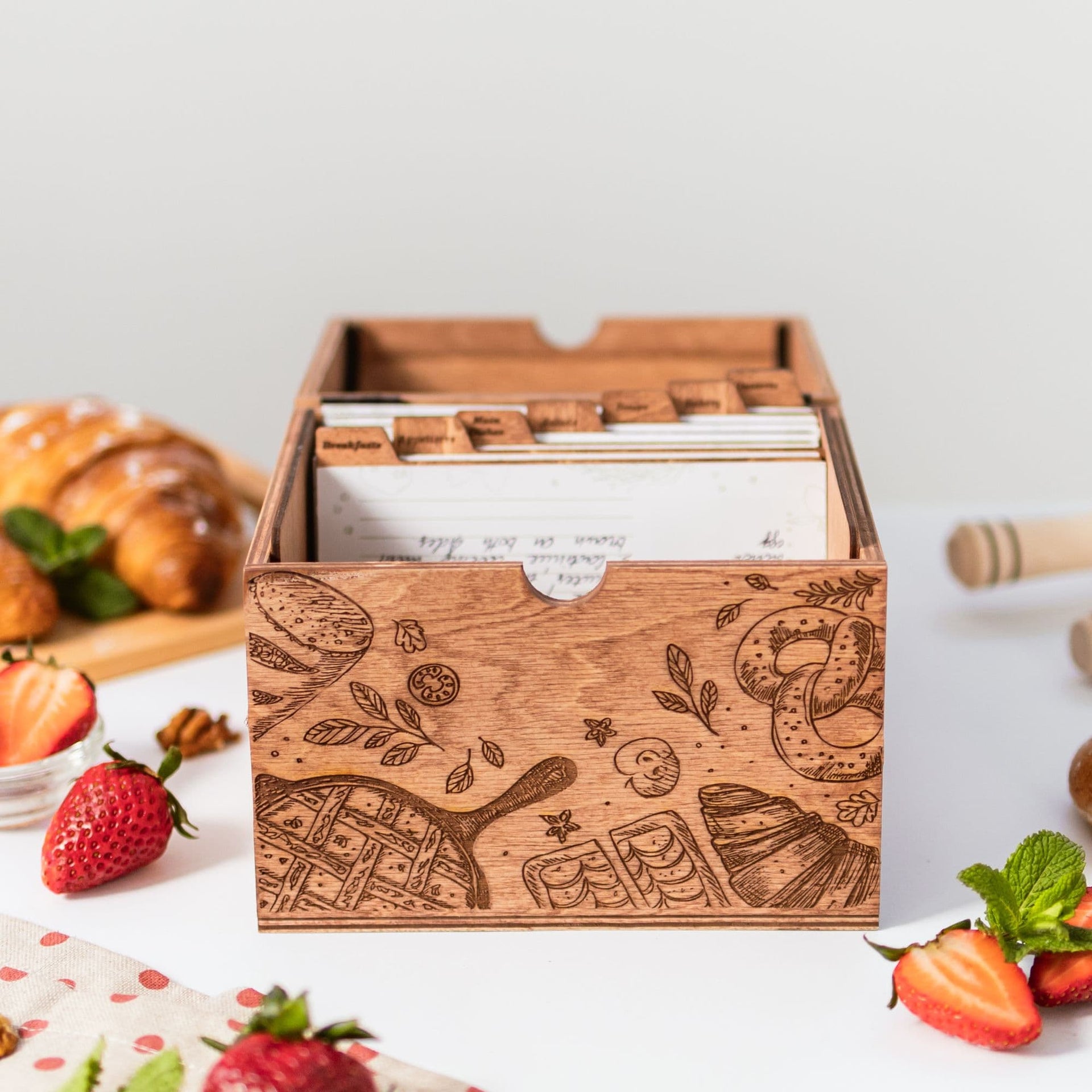 Wooden Pretzel Recipe Box for Imaginative Kids Play