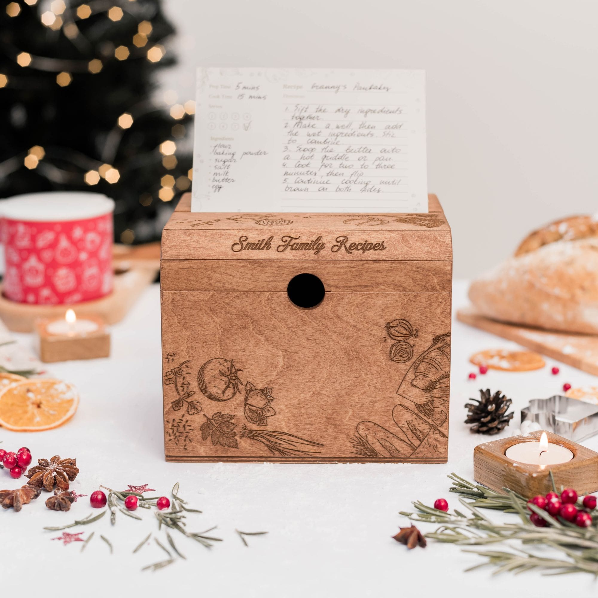 Wooden Recipe Card Storage Box – Charming Peppers Kitchen Decor
