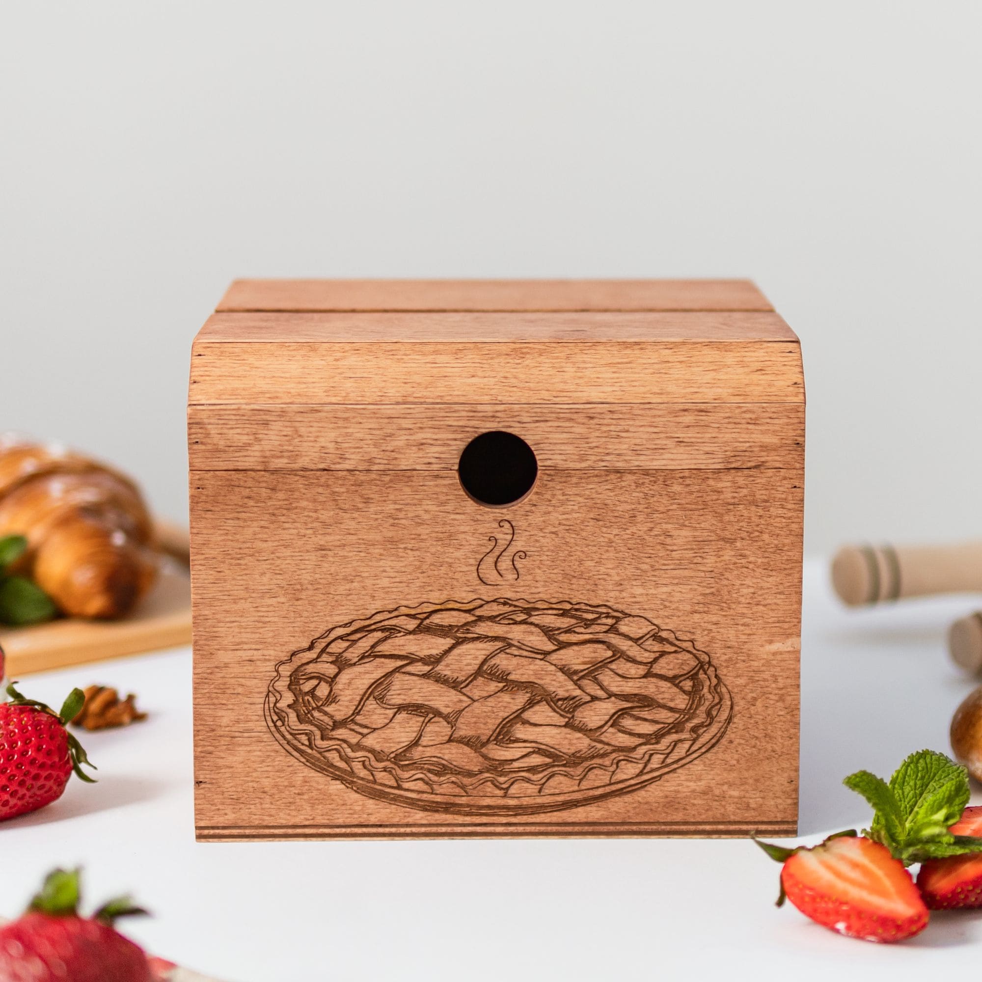 Wooden Recipe Box for Pies & Desserts - Traditional Farmhouse Design