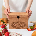 Traditional brown wooden recipe box featuring a Pies & Desserts design label.