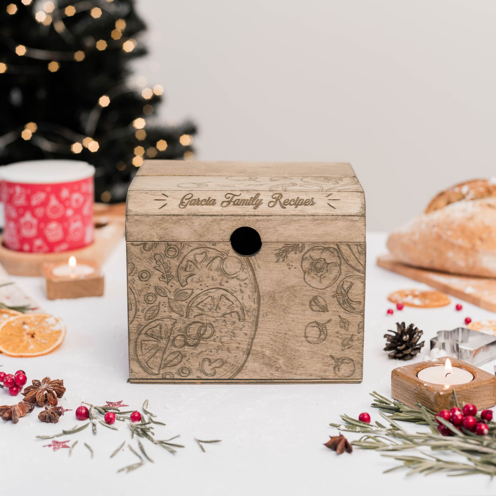 Wooden Recipe Box for Families - Pizza Lovers Edition