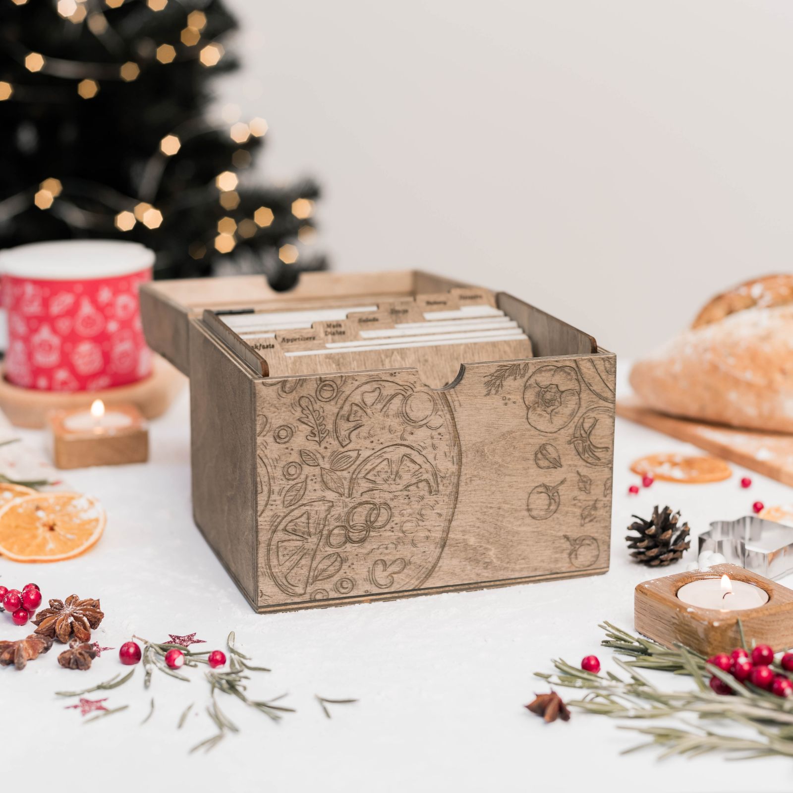 Wooden Recipe Box for Families - Pizza Lovers Edition