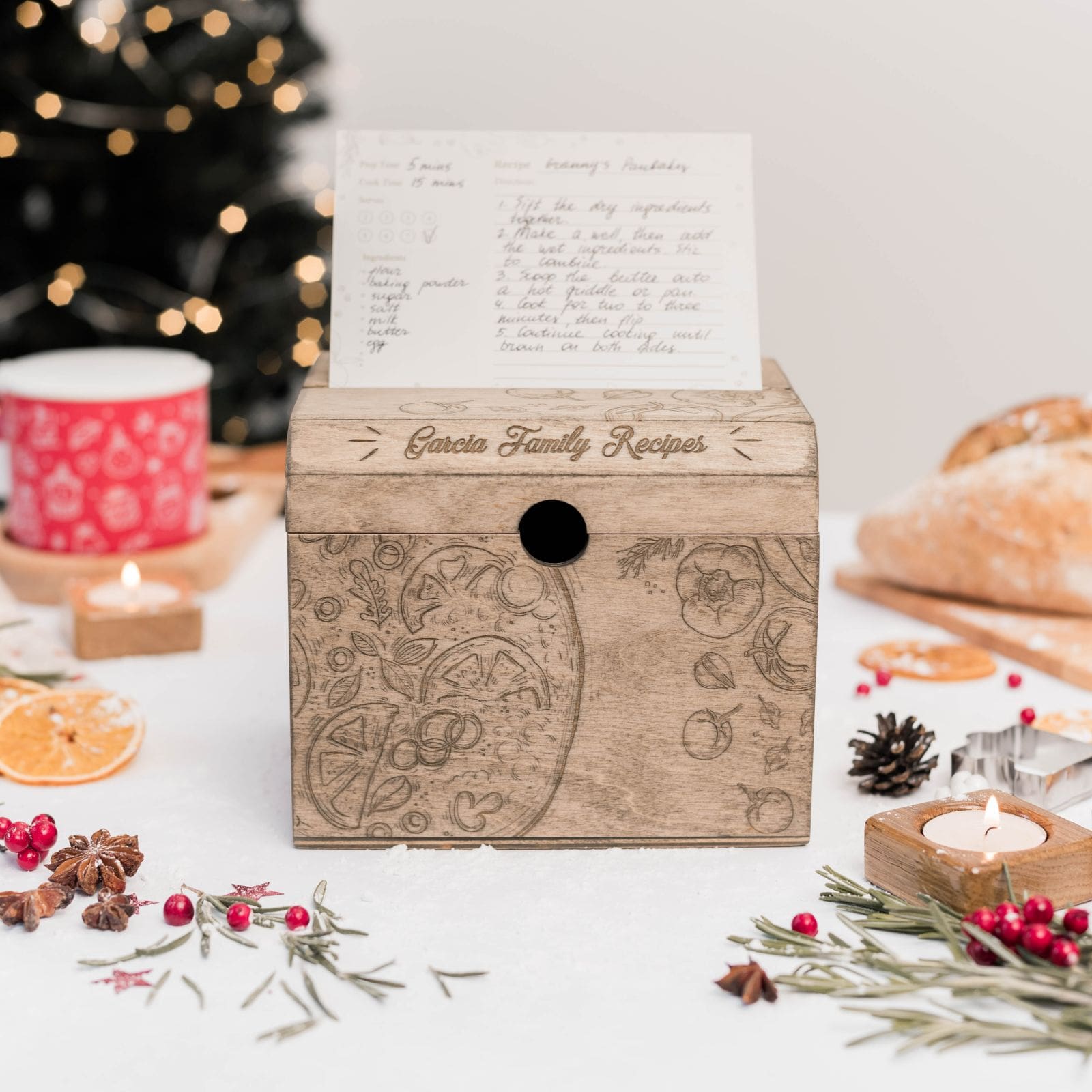 Wooden Recipe Box for Families - Pizza Lovers Edition