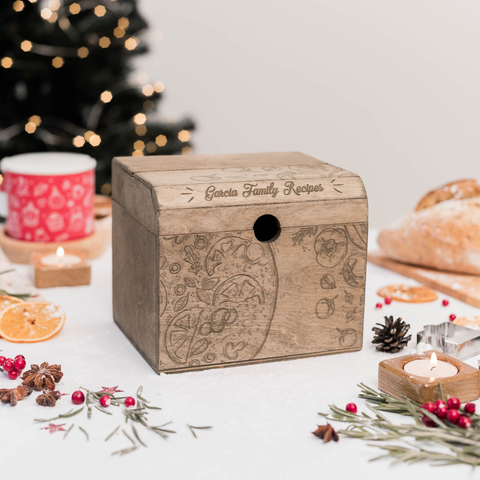Wooden Recipe Box for Families - Pizza Lovers Edition
