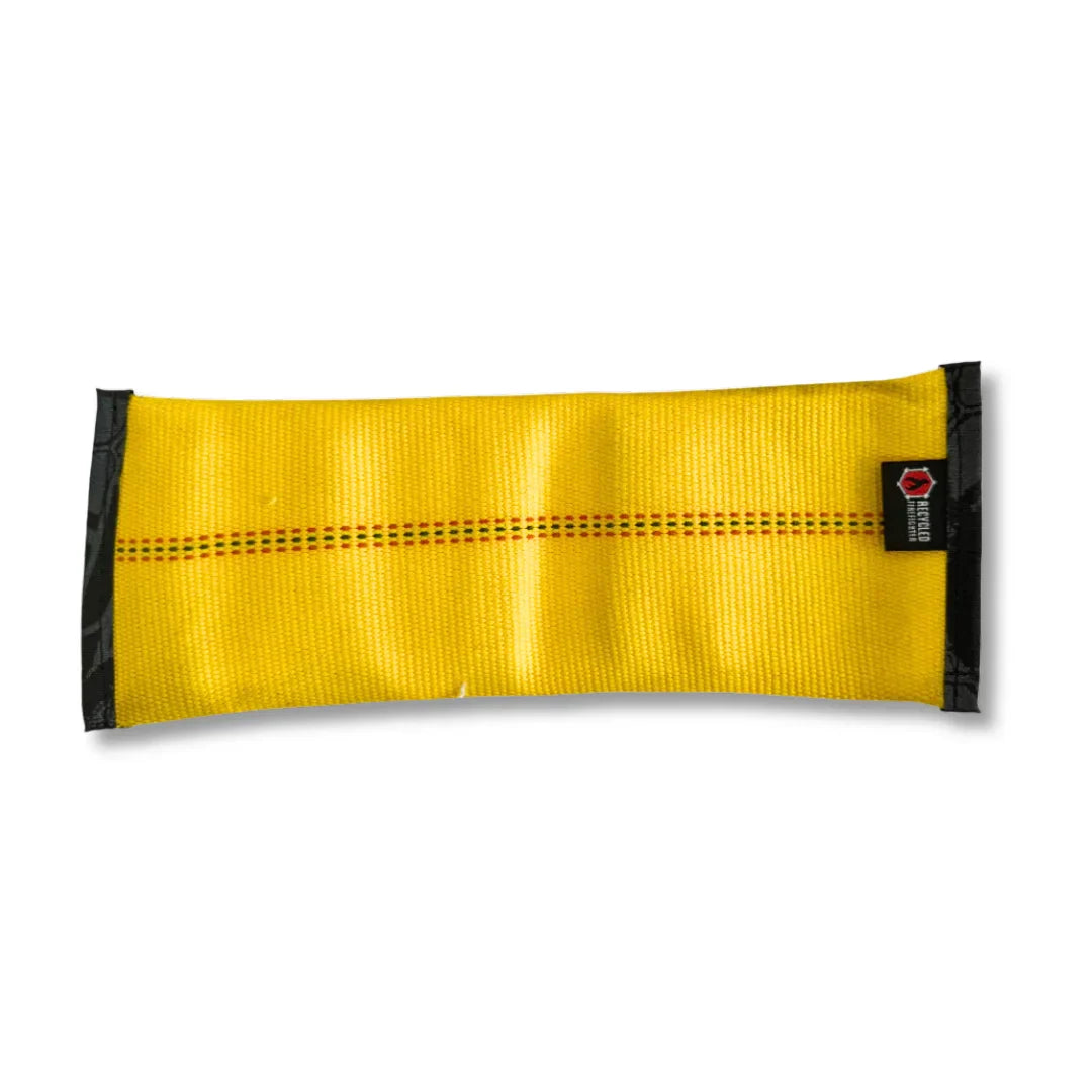 XL Recycled Fire Hose Dog Fetch Toy in Safety Yellow and Brown