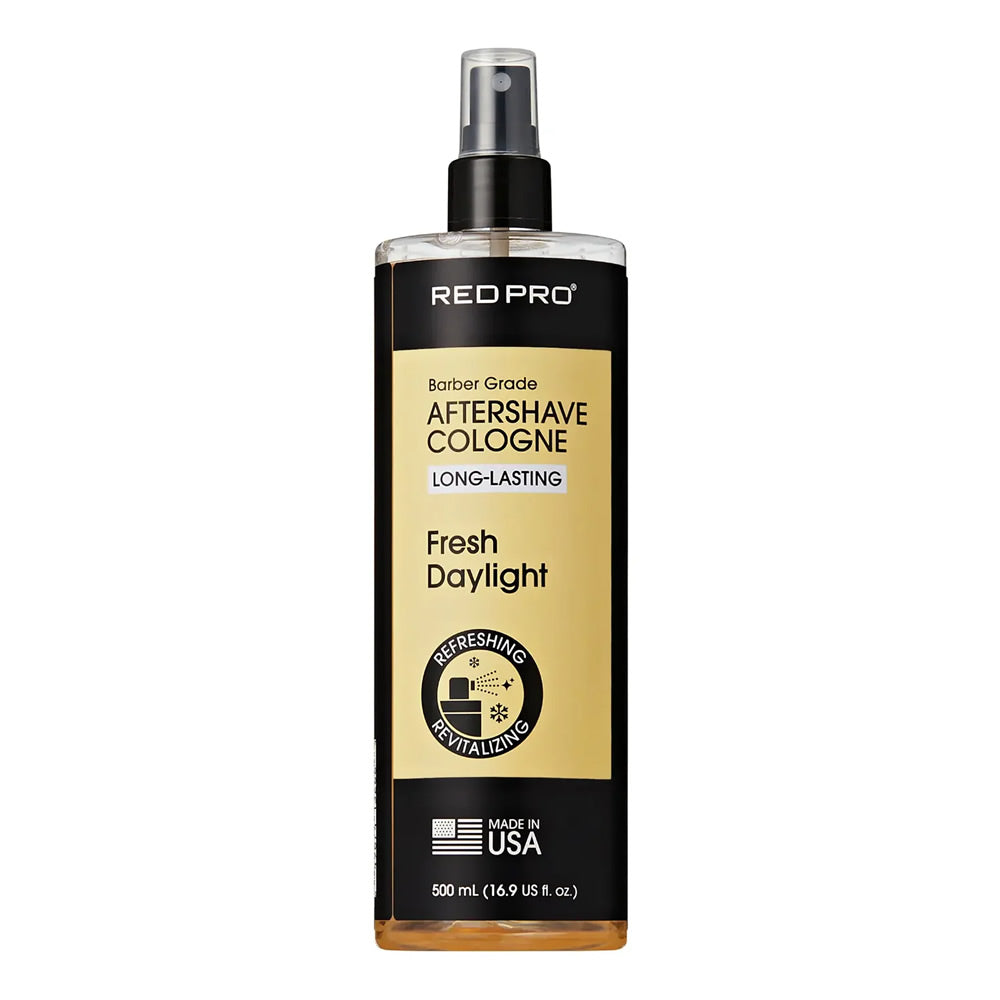 16.9oz bottle of Red Pro Fresh Daylight aftershave cologne for face, scalp, and body
