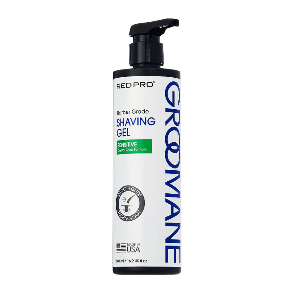 16.9oz bottle of Groomane sensitive skin shaving gel with aloe vera and green tea