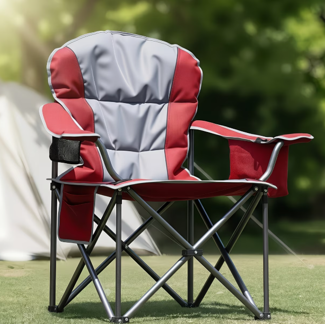 500 lbs Heavy Duty Folding Camping Chair with Cooler Bag