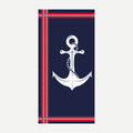 Red White and Blue Nautical Anchor Beach Towel for Summer