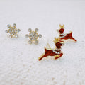 Reindeer And Snowflake Stud Earring Set Of 2 – Holiday Sparkle