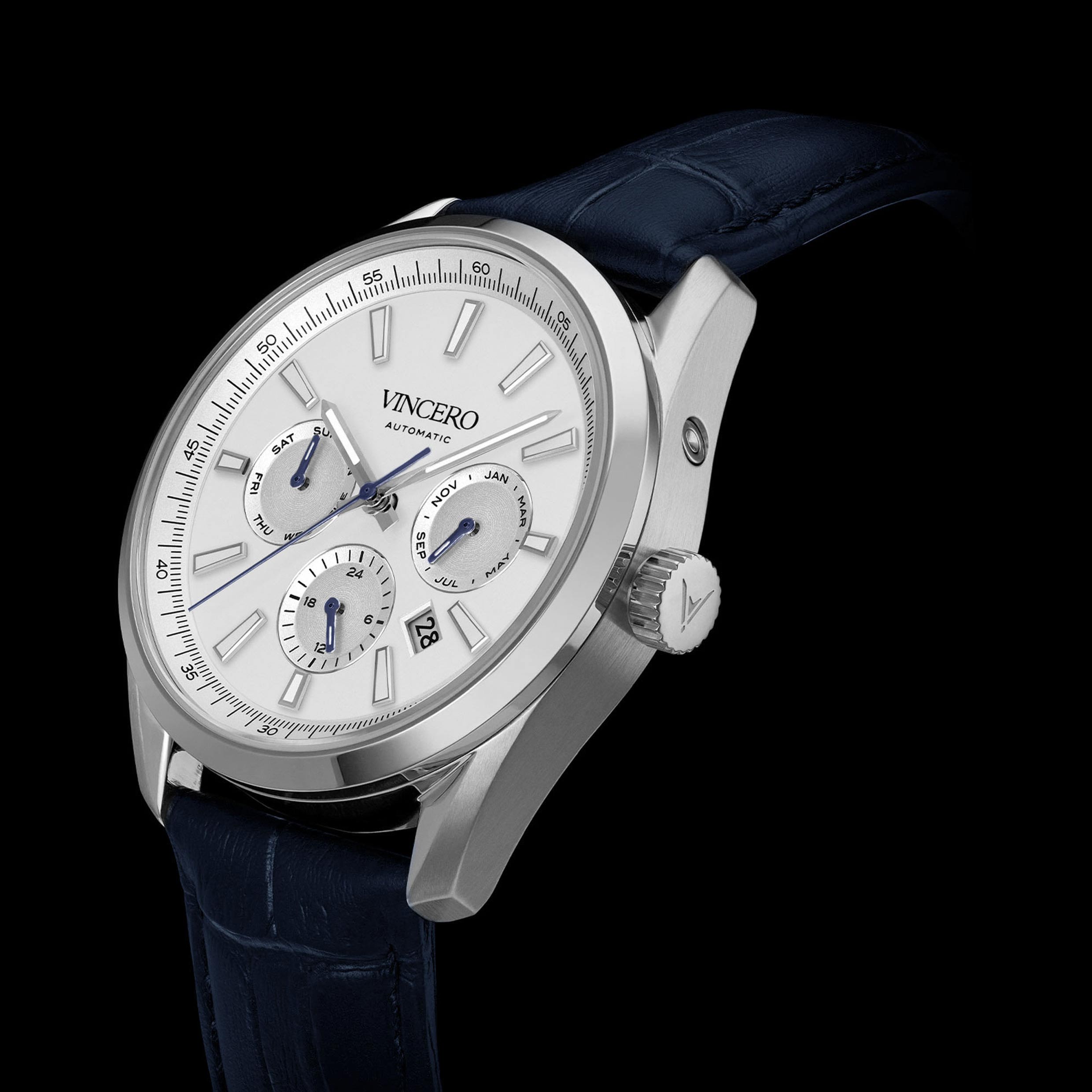 The Reserve Automatic Watch in Blue and Silver - Refined Design