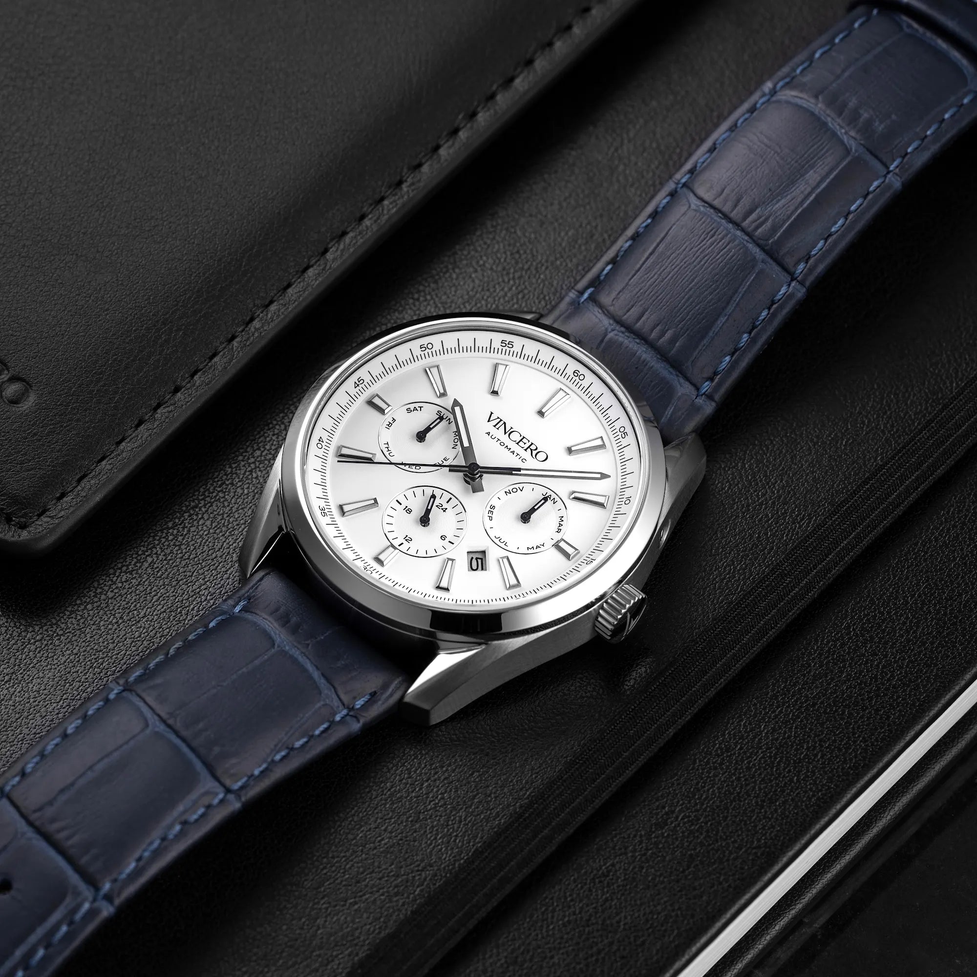 The Reserve Automatic Watch in Blue and Silver - Refined Design