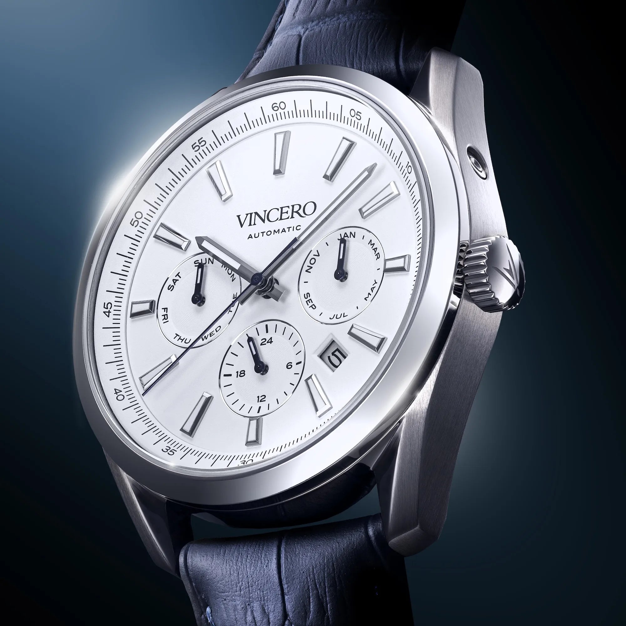 The Reserve Automatic Watch in Blue and Silver - Refined Design