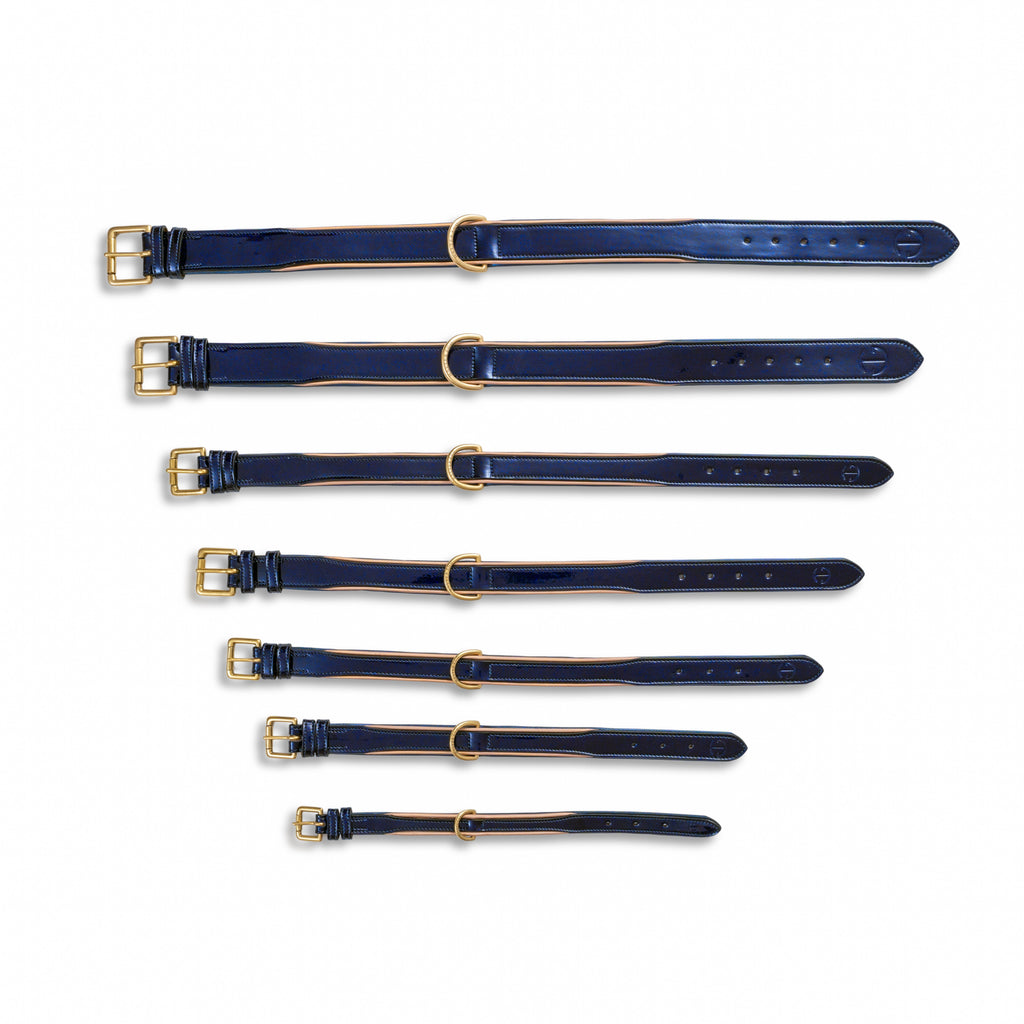Revolution Patent Blue Leather Dog Collar