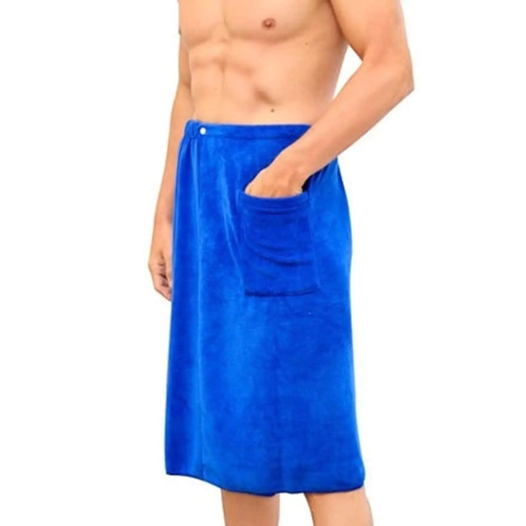 FOTN Mens Bathrobes Beach Towels Short Shower Skirts Shower Pants Bath Wrap Spa Sauna Robe Bath Towel Shower Towels (Color : Blue)