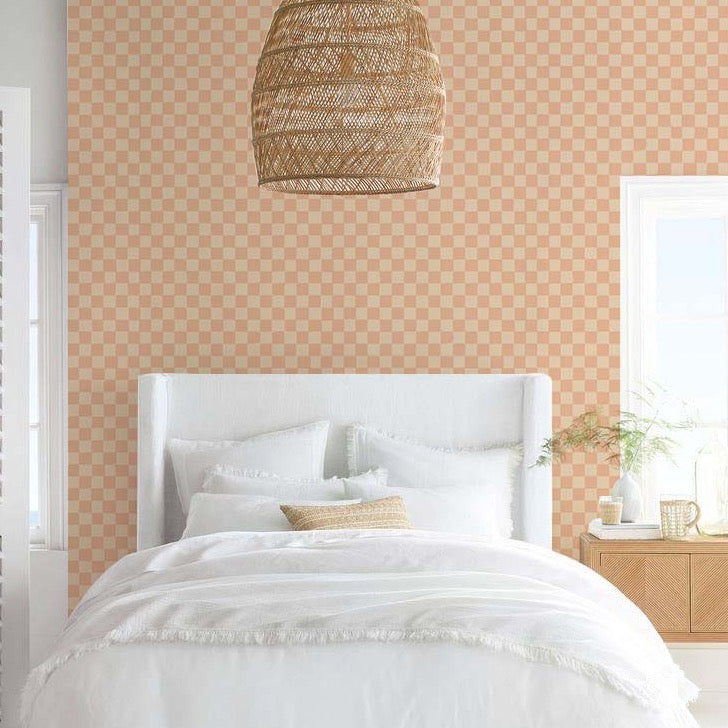Rhea Geometric Wallpaper in Peach and Cream Minimalist Design