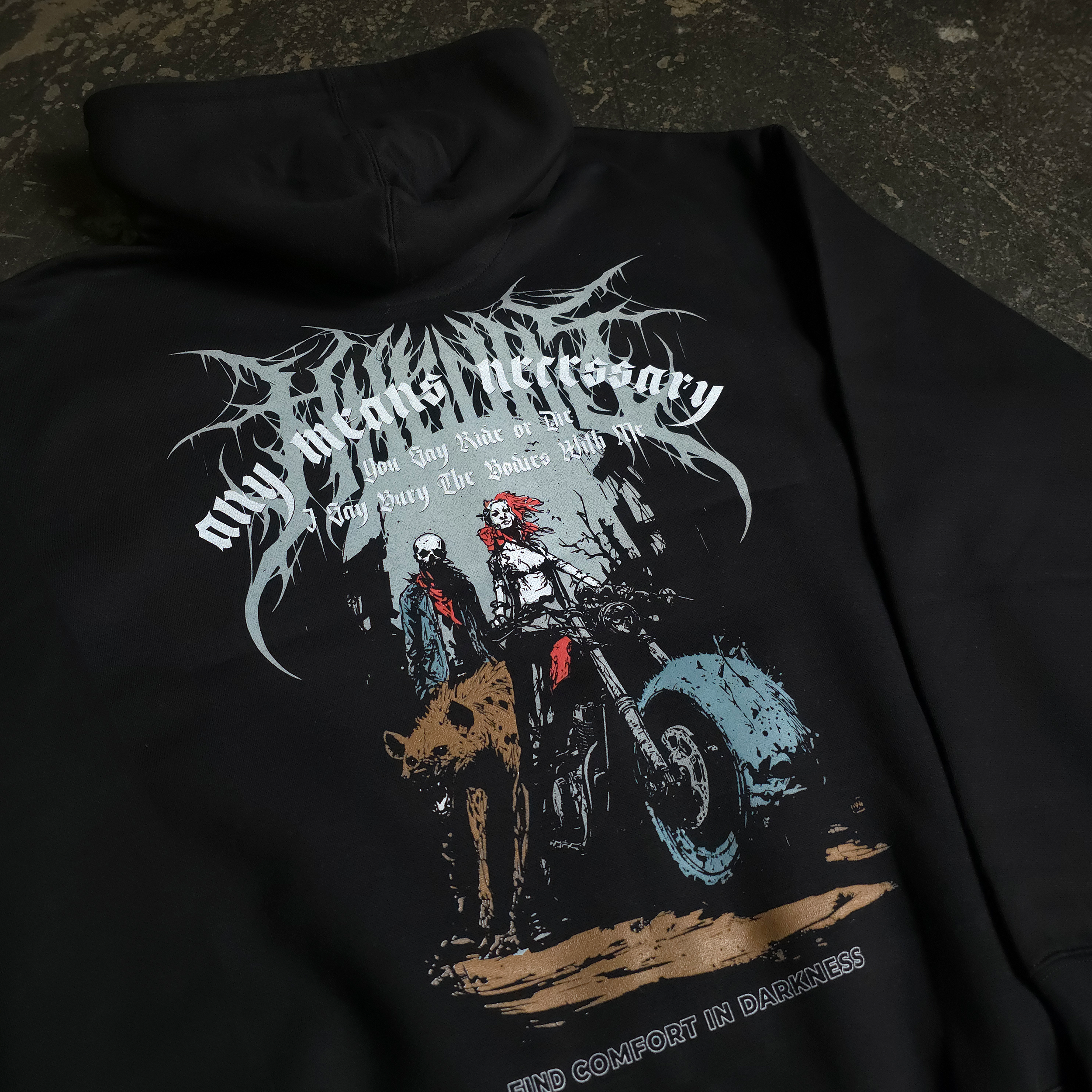 Ride or Die Heavyweight Zip Up Hoodie in Black - Image 3