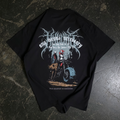 Black heavyweight t-shirt featuring front and back Ride or Die graphic art