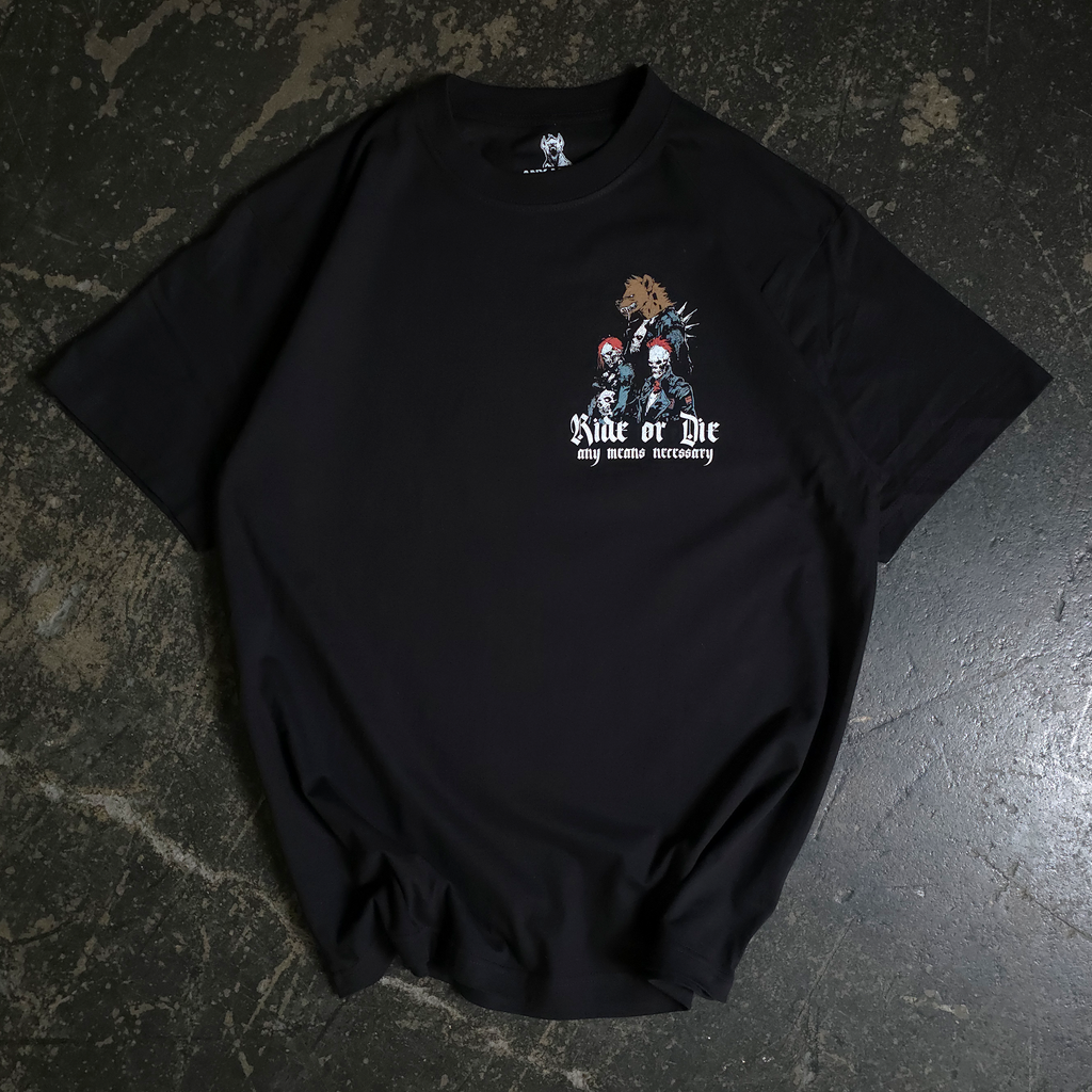 Ride or Die Heavyweight Cotton Graphic T-Shirt in Black - Image 2