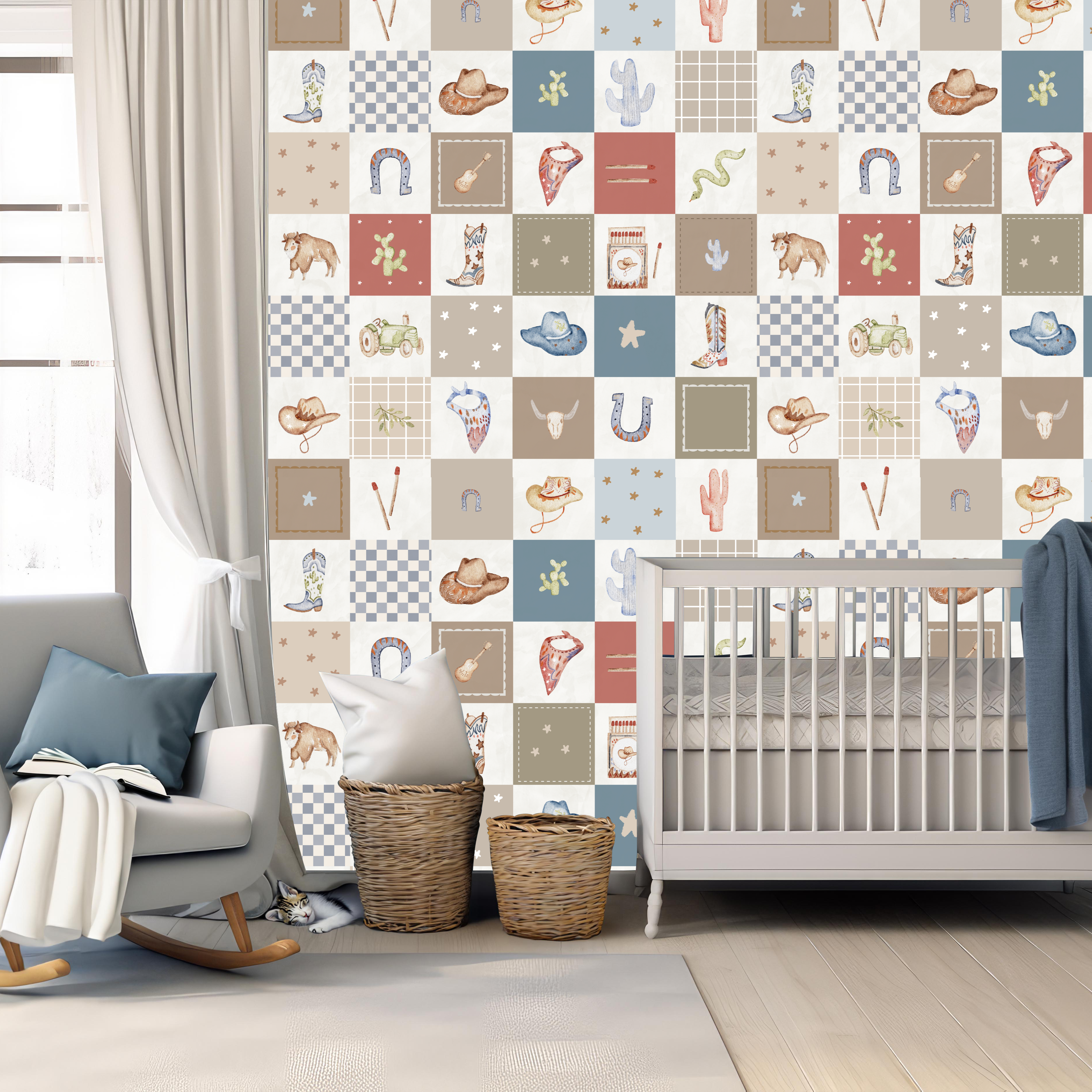 Rip Geometric Removable Wallpaper - Blue, Brown & Red
