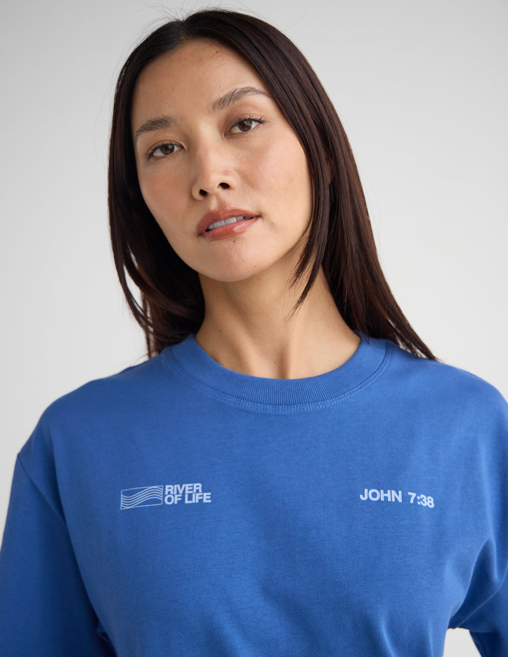 River of Life Heavyweight Cotton Boxy Fit Tee – Blue