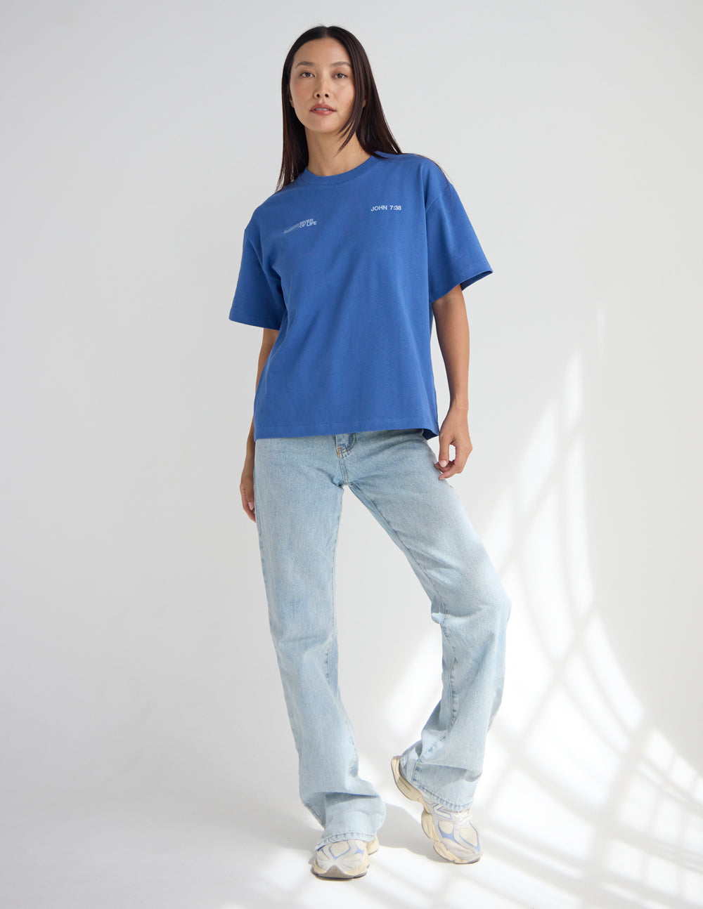 River of Life Heavyweight Cotton Boxy Fit Tee – Blue