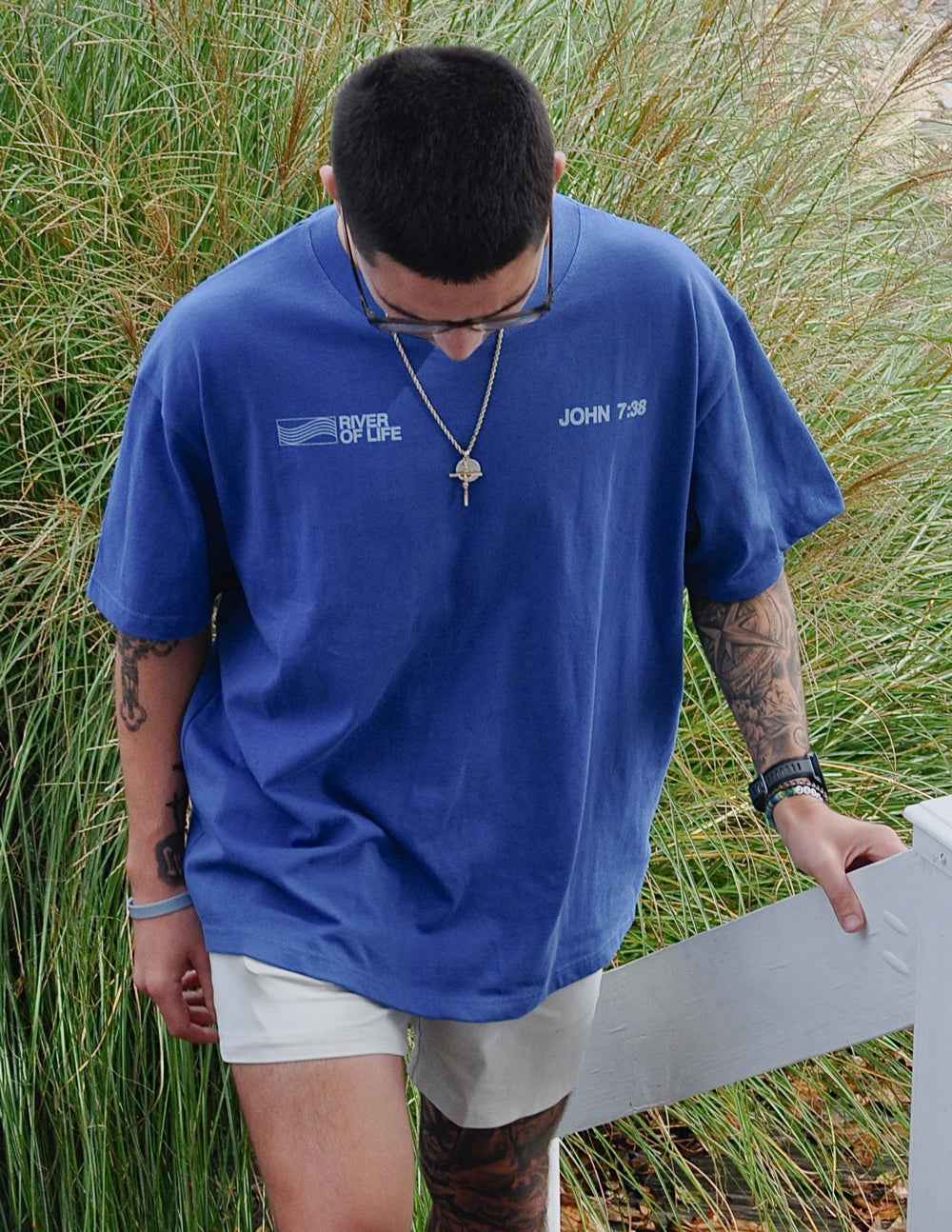 River of Life Heavyweight Cotton Boxy Fit Tee – Blue