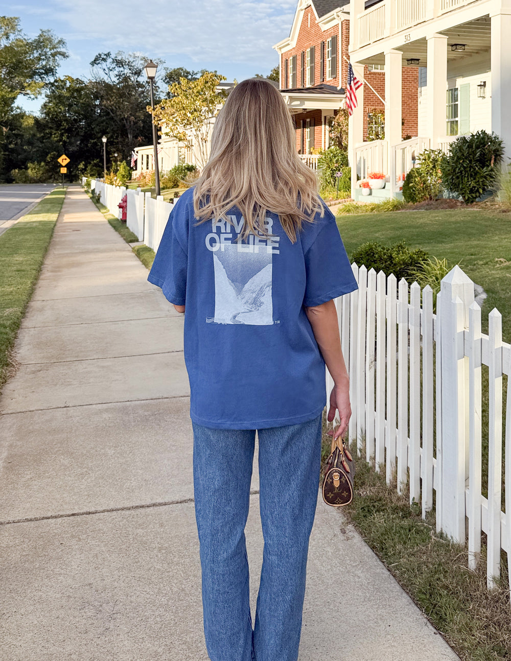 River of Life Heavyweight Cotton Boxy Fit Tee – Blue