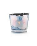 Baobab Riviera Leopolda Max 10 candle with pink and sky-blue oval patterns on transparent glass