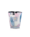 Baobab Collection Riviera Leopolda Max 16 candle with pink and sky-blue bubble pattern in transparent glass.