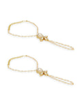 Glamorous crème bracelet with gold finish and clear marquise-cut crystal accents on a white background.