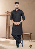 Classic black heavy cotton boys kurta pyjama set