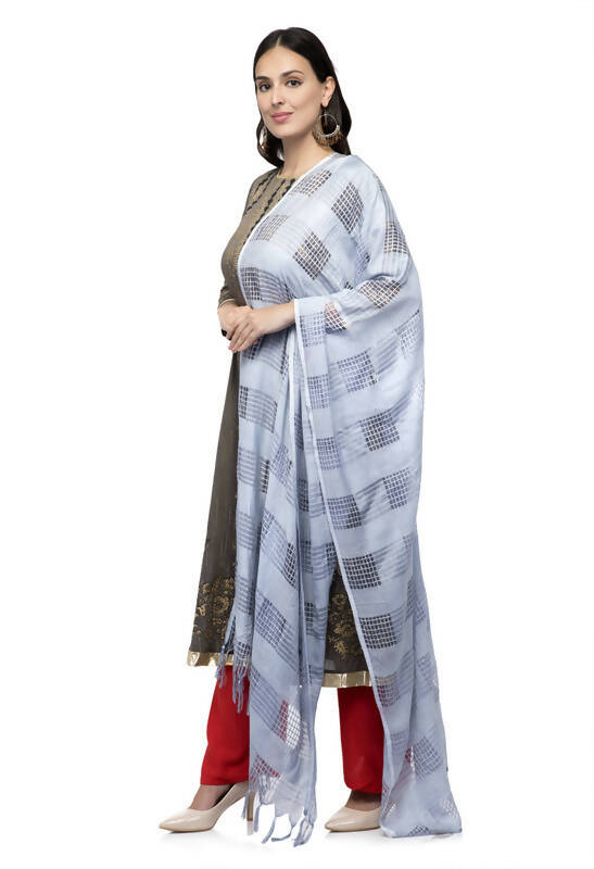 Silver Grey Window Cotton Dupatta